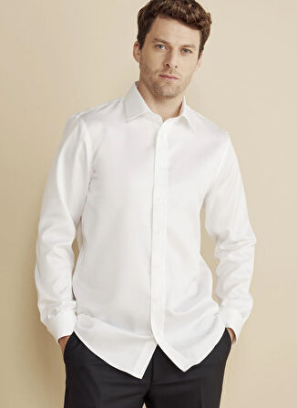 Brooks Brothers Slim Fit Klasik Yaka Beyaz Erkek Gömlek BBFW25MSH020