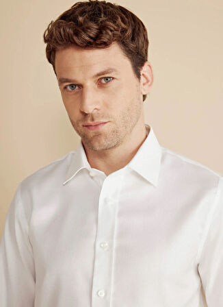 Brooks Brothers Slim Fit Klasik Yaka Beyaz Erkek Gömlek BBFW25MSH023