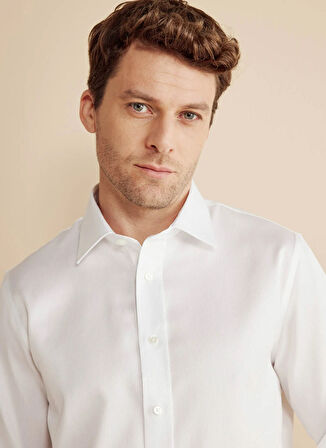 Brooks Brothers Slim Fit Klasik Yaka Beyaz Erkek Gömlek BBFW25MSH028
