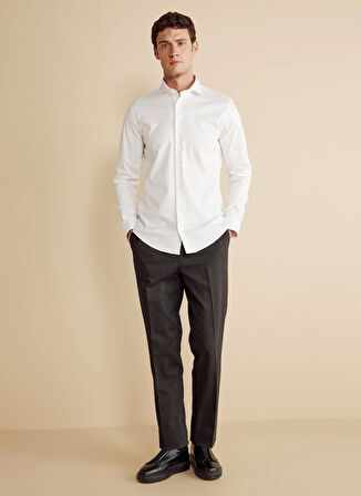 Brooks Brothers Slim Fit İtalyan Yaka Beyaz Erkek Gömlek BBFW25MSH032