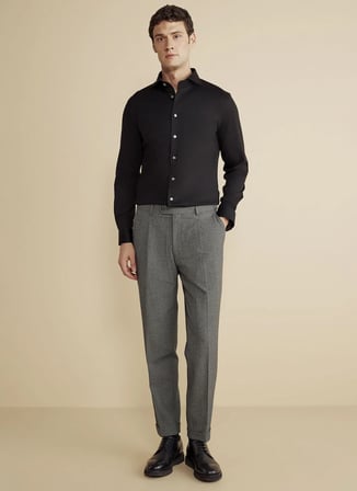 Brooks Brothers Normal Bel Duble Paça Standart Antrasit Erkek Pantolon BBFW25MPT001