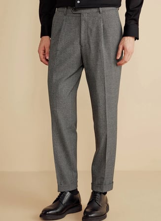 Brooks Brothers Normal Bel Duble Paça Standart Antrasit Erkek Pantolon BBFW25MPT001