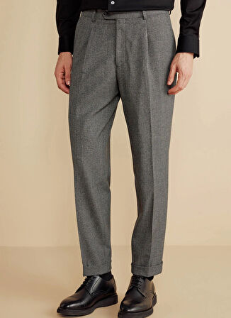 Brooks Brothers Normal Bel Duble Paça Standart Antrasit Erkek Pantolon BBFW25MPT001