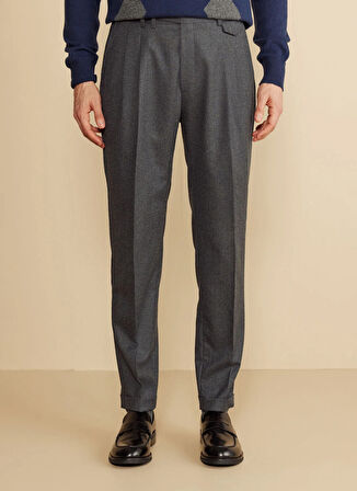 Brooks Brothers Normal Bel Duble Paça Standart Antrasit Erkek Pantolon BBFW25MPT005