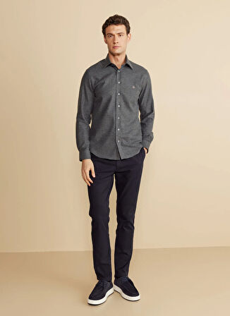 Brooks Brothers Slim Fit Klasik Yaka Antrasit Erkek Gömlek BBFW25MSH009