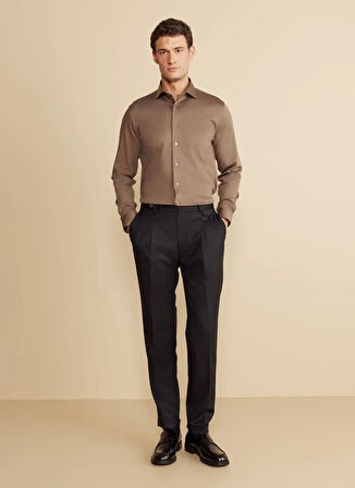 Brooks Brothers Normal Bel Duble Paça Standart Siyah Erkek Pantolon BBFW25MPT005