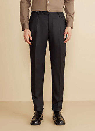 Brooks Brothers Normal Bel Duble Paça Standart Siyah Erkek Pantolon BBFW25MPT005