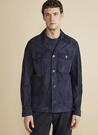 Brooks Brothers Lacivert Erkek Deri Ceket BBFW25MLB001