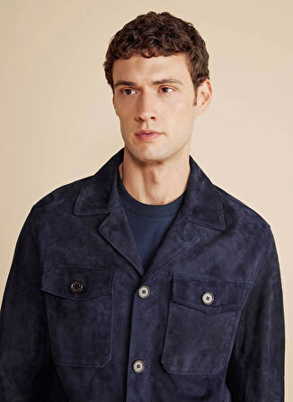 Brooks Brothers Lacivert Erkek Deri Ceket BBFW25MLB001