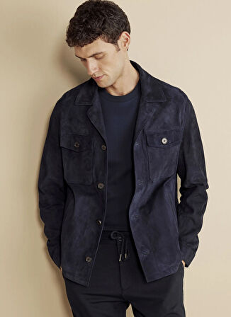 Brooks Brothers Lacivert Erkek Deri Ceket BBFW25MLB001