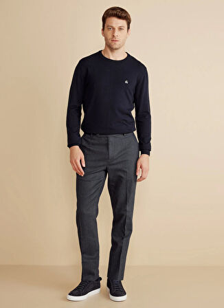 Brooks Brothers Normal Bel Düz Paça Standart Lacivert Erkek Pantolon BBFW25MPT021