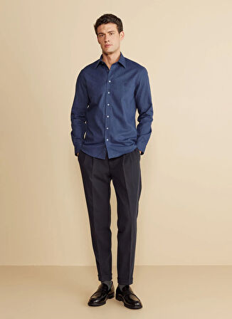 Brooks Brothers Slim Fit Klasik Yaka Lacivert Erkek Gömlek BBFW25MSH009