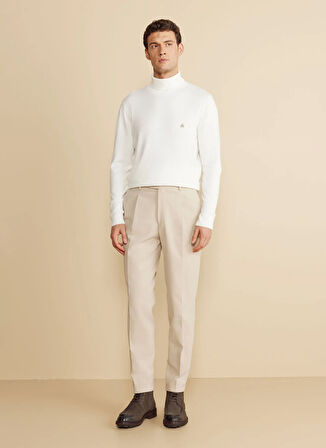 Brooks Brothers Normal Bel Duble Paça Standart Bej Erkek Pantolon BBFW25MPT002