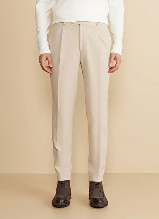 Brooks Brothers Normal Bel Duble Paça Standart Bej Erkek Pantolon BBFW25MPT002