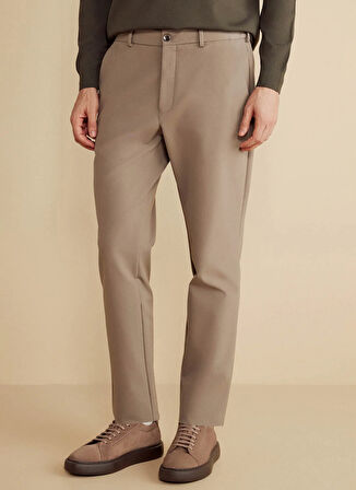 Brooks Brothers Normal Bel Düz Paça Standart Vizon Erkek Pantolon BBFW25MPT008