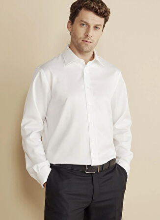 Brooks Brothers Regular Fit Klasik Yaka Beyaz Erkek Gömlek BBFW25MSH021