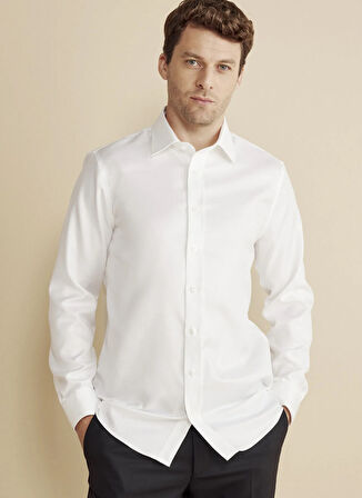 Brooks Brothers Slim Fit Klasik Yaka Beyaz Erkek Gömlek BBFW25MSH023