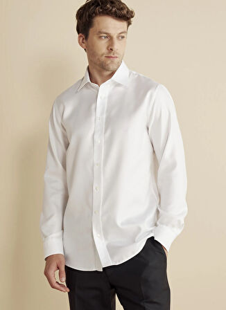 Brooks Brothers Slim Fit Klasik Yaka Beyaz Erkek Gömlek BBFW25MSH026