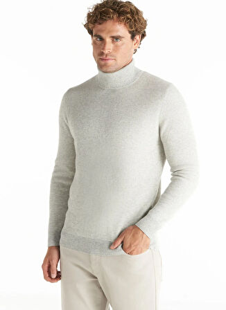 Ted Baker Balıkçı Yaka Standart Düz Açık Gri Erkek Kazak TBMRKW1068