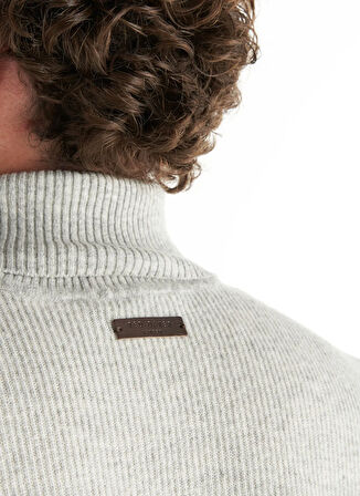 Ted Baker Balıkçı Yaka Standart Düz Açık Gri Erkek Kazak TBMRKW1068