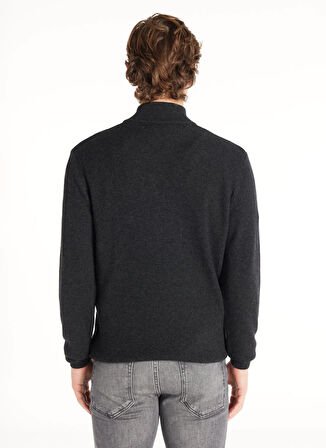 Ted Baker Bato Yaka Standart Düz Antrasit Erkek Kazak TBMRKW1065