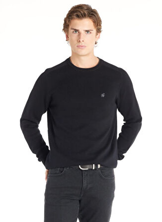 Ted Baker Bisiklet Yaka Standart Düz Siyah Erkek Kazak TBMRKW1098