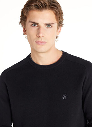 Ted Baker Bisiklet Yaka Standart Düz Siyah Erkek Kazak TBMRKW1098