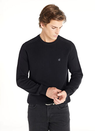 Ted Baker Bisiklet Yaka Standart Düz Siyah Erkek Kazak TBMRKW1098