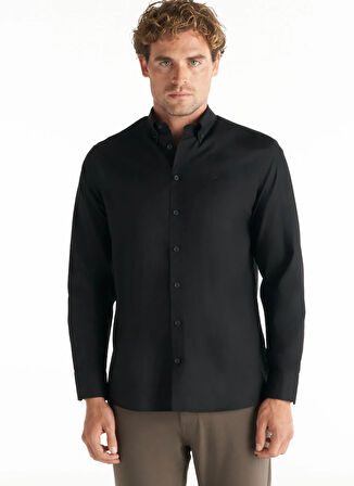 Ted Baker Comfort Fit Düğmeli Yaka Oxford Siyah Erkek Gömlek TBMRSH1010