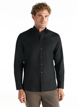 Ted Baker Comfort Fit Düğmeli Yaka Oxford Siyah Erkek Gömlek TBMRSH1010