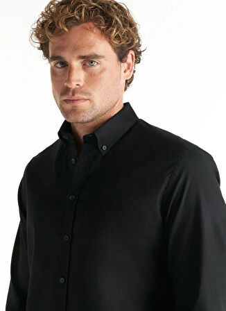 Ted Baker Comfort Fit Düğmeli Yaka Oxford Siyah Erkek Gömlek TBMRSH1010