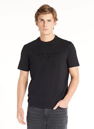 Ted Baker Bisiklet Yaka Baskılı Siyah Erkek T-Shirt TBMRTS1026