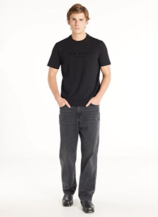 Ted Baker Bisiklet Yaka Baskılı Siyah Erkek T-Shirt TBMRTS1026