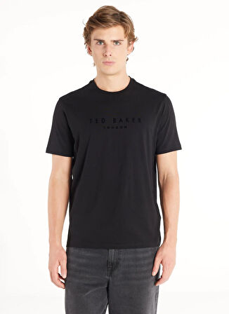 Ted Baker Bisiklet Yaka Baskılı Siyah Erkek T-Shirt TBMRTS1026