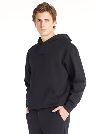 Ted Baker Kapüşon Yaka Baskılı Siyah Erkek Sweatshırt TBMRTS1035
