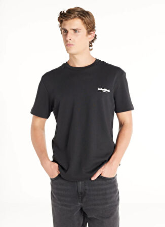 Ted Baker Bisiklet Yaka Düz Siyah Erkek T-Shirt TBMRTS1044