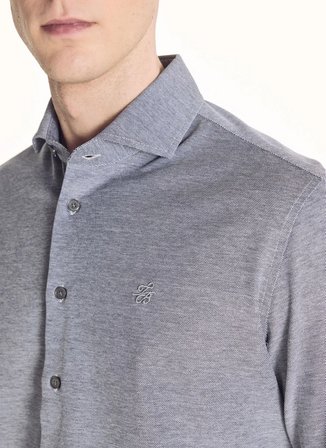 Ted Baker Gri Erkek İtalyan Comfort Fit Oxford Gömlek TBMRSH1084