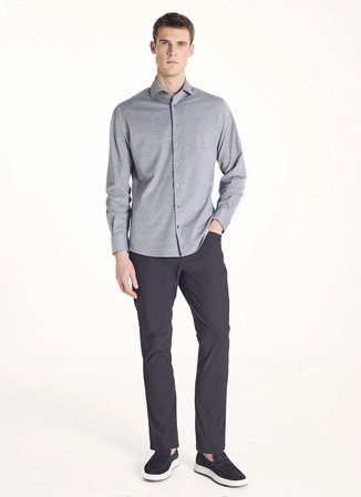 Ted Baker Gri Erkek İtalyan Comfort Fit Oxford Gömlek TBMRSH1084
