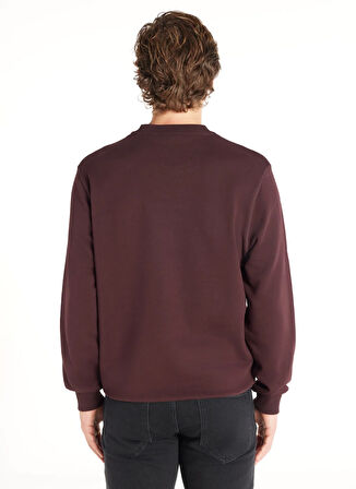 Ted Baker Bisiklet Yaka Nakışlı Bordo Erkek Sweatshırt TBMRTS1030