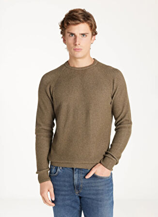 Ted Baker Bisiklet Yaka Standart Düz Haki Erkek Kazak TBMRKW1067