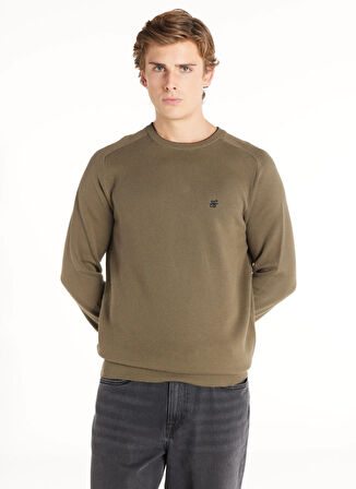 Ted Baker Bisiklet Yaka Standart Düz Haki Erkek Kazak TBMRKW1098