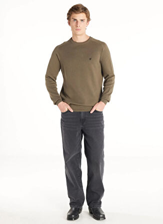 Ted Baker Bisiklet Yaka Standart Düz Haki Erkek Kazak TBMRKW1098