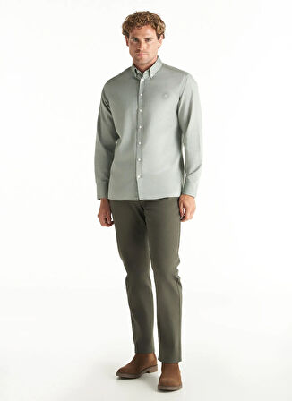 Ted Baker Comfort Fit Düğmeli Yaka Oxford Haki Erkek Gömlek TBMRSH1010