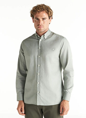 Ted Baker Comfort Fit Düğmeli Yaka Oxford Haki Erkek Gömlek TBMRSH1010