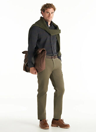 Ted Baker Normal Bel Slim Tapered Paça Regular Fit Haki Erkek Pantolon TBMRTR1047