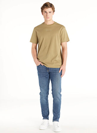 Ted Baker Bisiklet Yaka Baskılı Haki Erkek T-Shirt TBMRTS1037