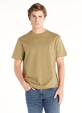 Ted Baker Bisiklet Yaka Baskılı Haki Erkek T-Shirt TBMRTS1037