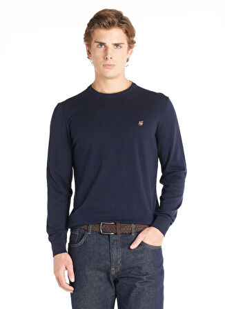 Ted Baker Bisiklet Yaka Standart Düz Lacivert Erkek Kazak TBMRKW1061