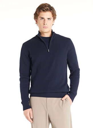 Ted Baker Bato Yaka Standart Düz Lacivert Erkek Kazak TBMRKW1065