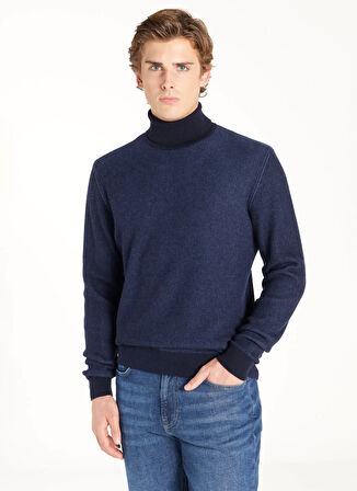 Ted Baker Balıkçı Yaka Standart Düz Lacivert Erkek Kazak TBMRKW1068